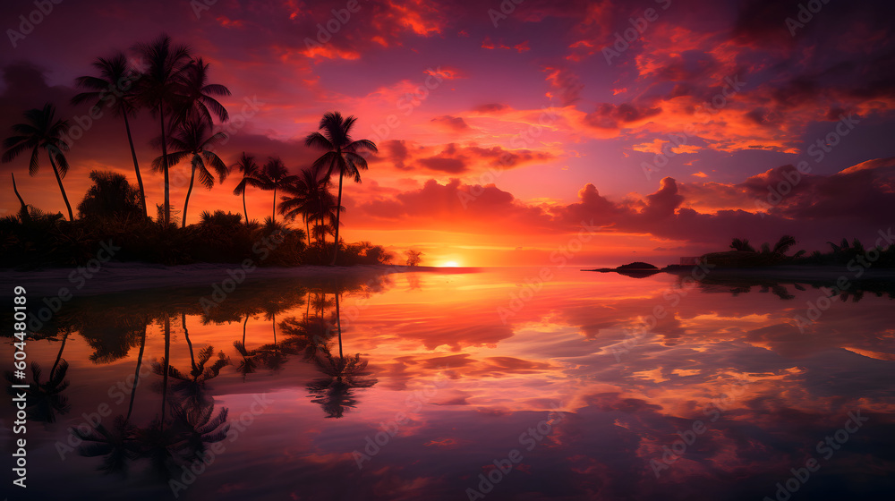 海上の幻想的な夕焼け No.012 | Mesmerizing Sunset over the Ocean Generative AI