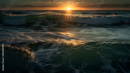 朝の静謐な海の風景 No.001 | Tranquil Serenity of the Morning Sea Generative AI
