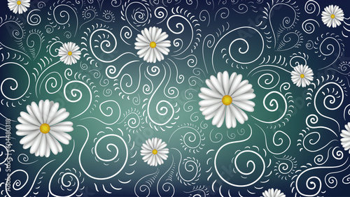 abstract floral vector bg white daisy flowers spring nature background