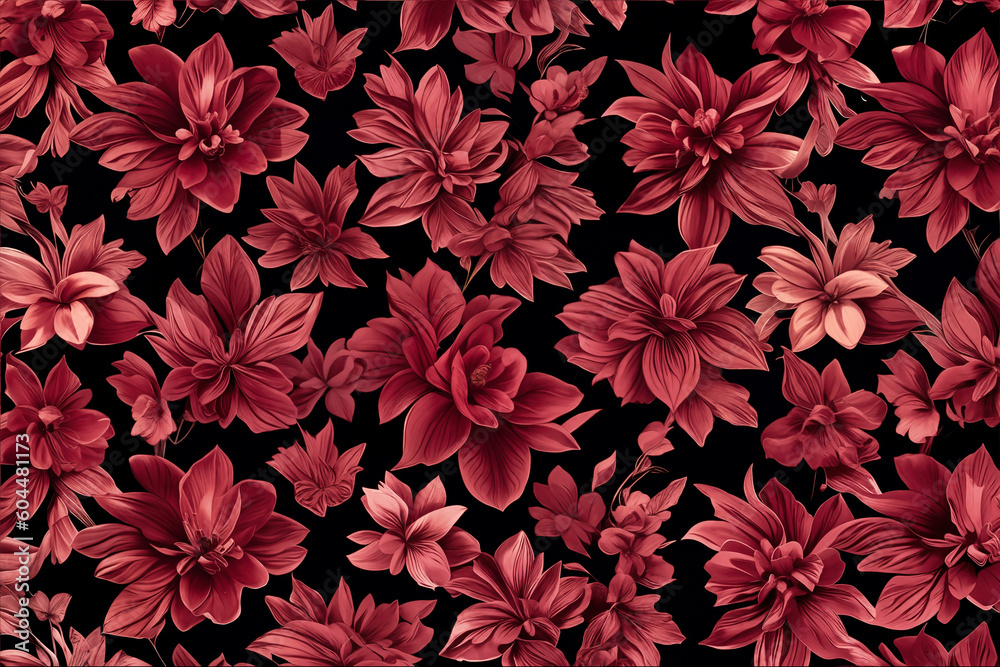Artistic Design for wrapping paper, fabric, background. Art deco motif pattern with luxury climbing flowers. 