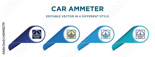 car ammeter icon in 4 different styles such as filled, color, glyph, colorful, lineal color. set of vector for web, mobile, ui