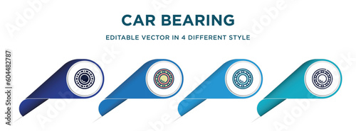 car bearing icon in 4 different styles such as filled, color, glyph, colorful, lineal color. set of vector for web, mobile, ui
