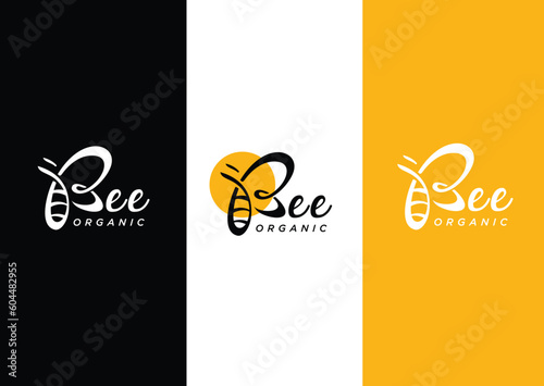 Letter b for bee logo design vector honey