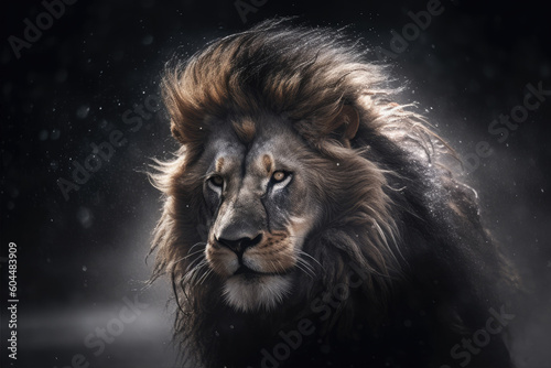 lion in the wind - AI generated