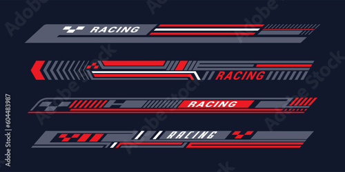 Sports stripes, car stickers black color. Racing decals for tuning