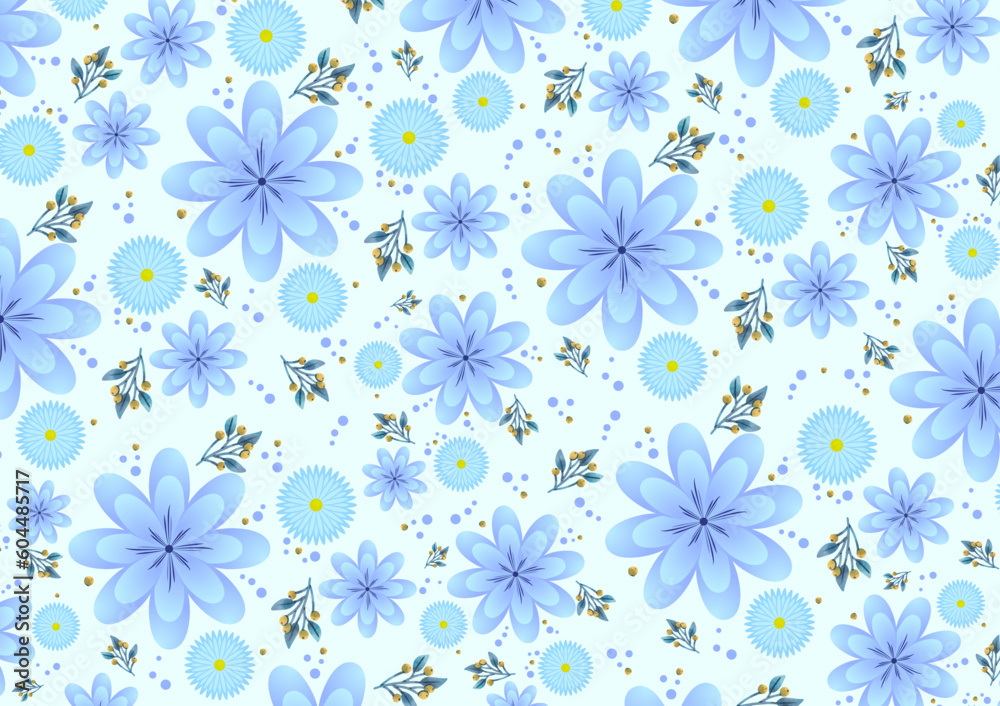 Light blue flower background. As a pattern for fabric. Or as a background cover. 
