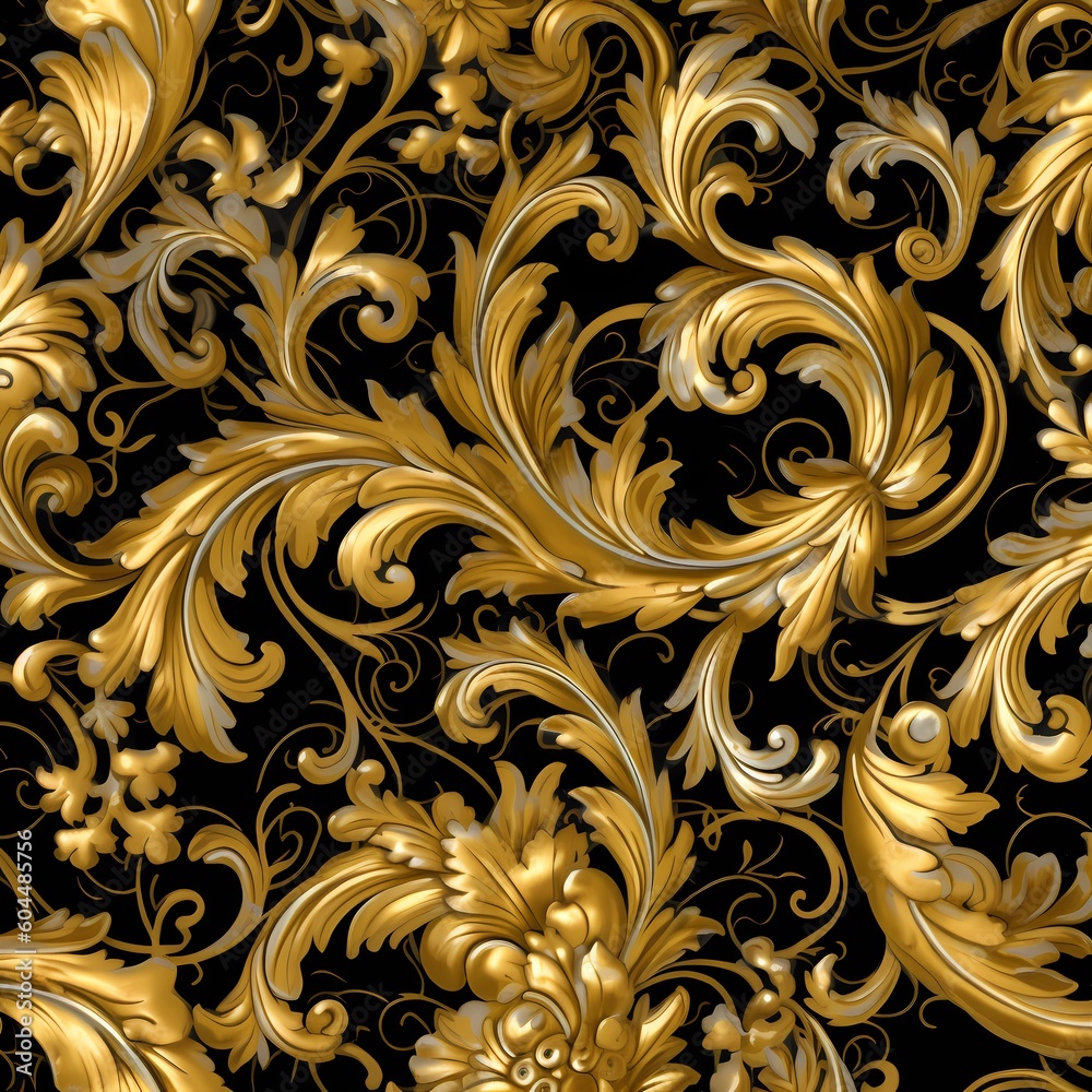 Baroque pattern with intricate scrolls and leaves