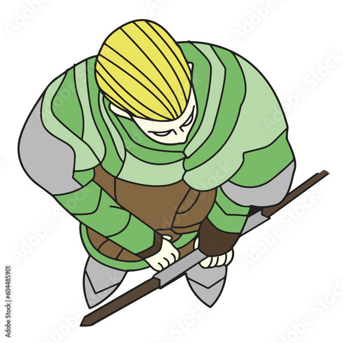 Blonde elf archer hero with green outfit