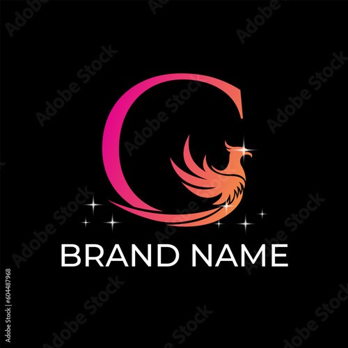 C, G phoenix bird  luxury logo