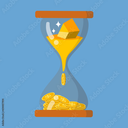 gold turning into coins in sand clock