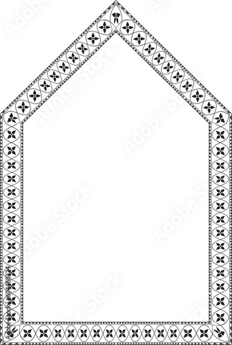 Triangular Arch rectangular frame architectural window door ornate flower frame floral leaf borders natural blossom decoration wedding card anniversary celebration beautiful arabesque motif pattern