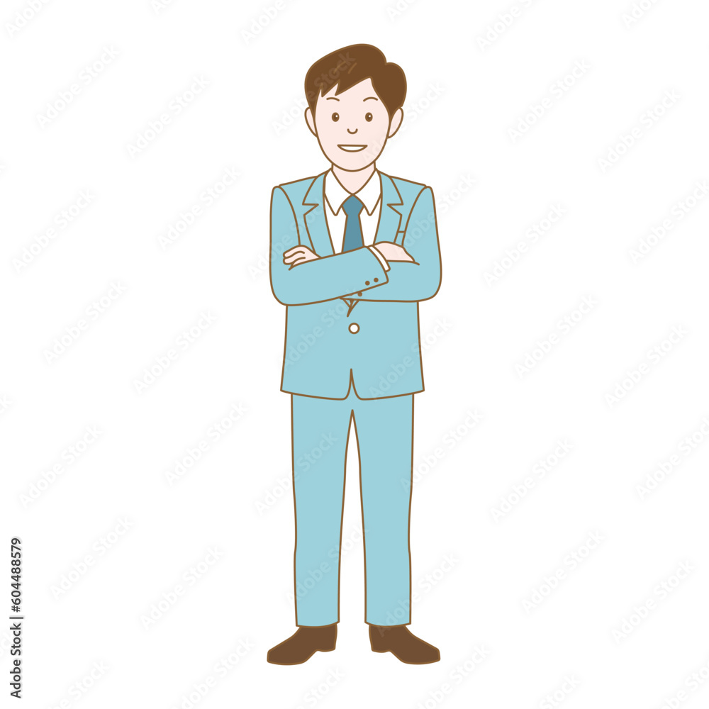 笑顔で腕組みをするビジネスマン