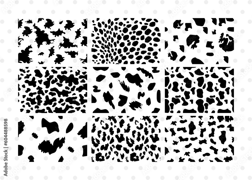 Cow Spots SVG Bundle, Cow Spots Silhouette, Cow Print Svg, Seamless Cow