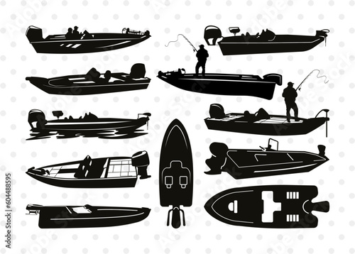 Bass Boat SVG Cut Files, Boat Silhouette, Skeeter Svg, Bass Fishing Svg, Gone Fishing Svg, Fishing Boat Svg, Fisherman Svg, Construction Bundle, photo