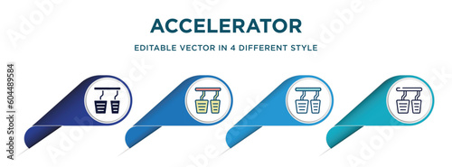 accelerator icon in 4 different styles such as filled, color, glyph, colorful, lineal color. set of vector for web, mobile, ui photo
