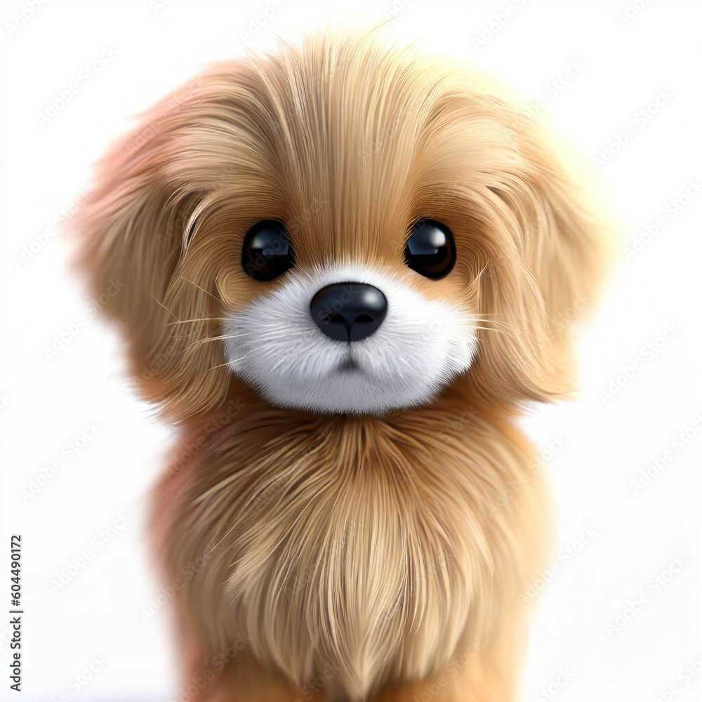 Naklejka premium Adorable and Lifelike 3D Render of a Dog That Will Win Your Heart, Generative AI