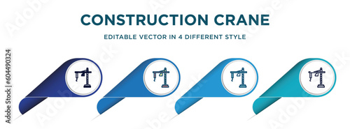 construction crane hine icon in 4 different styles such as filled, color, glyph, colorful, lineal color. set of vector for web, mobile, ui
