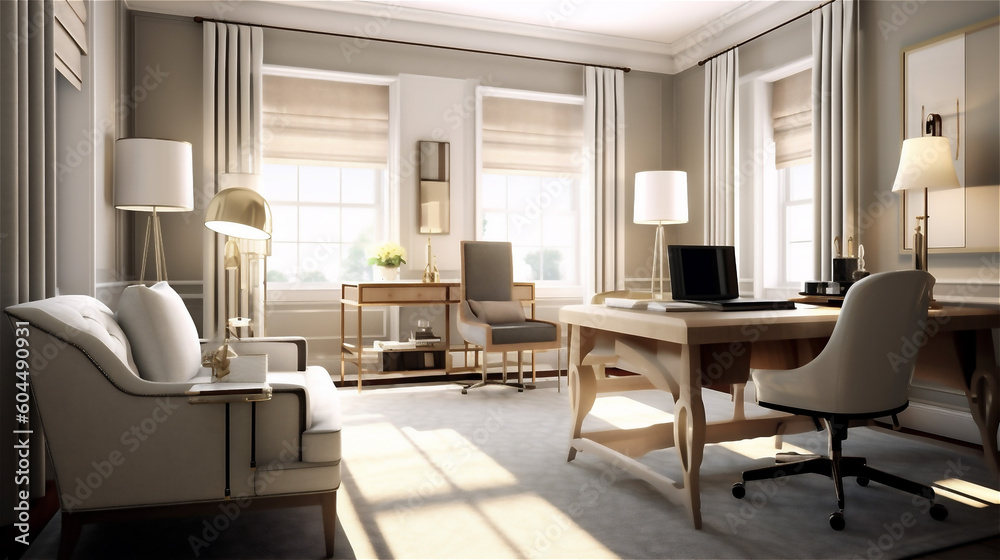 Generative AI, Transitional Home Office: A Perfect Blend of Comfort and Functionality Generative AI, Transitional Home Office: A Perfect Blend of Comfort and Functionality