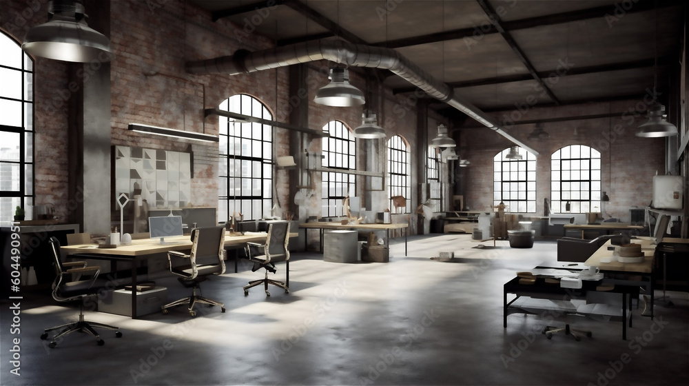 Generative AI, Raw and Edgy Industrial Workspace Generative AI, Raw and Edgy Industrial Workspace