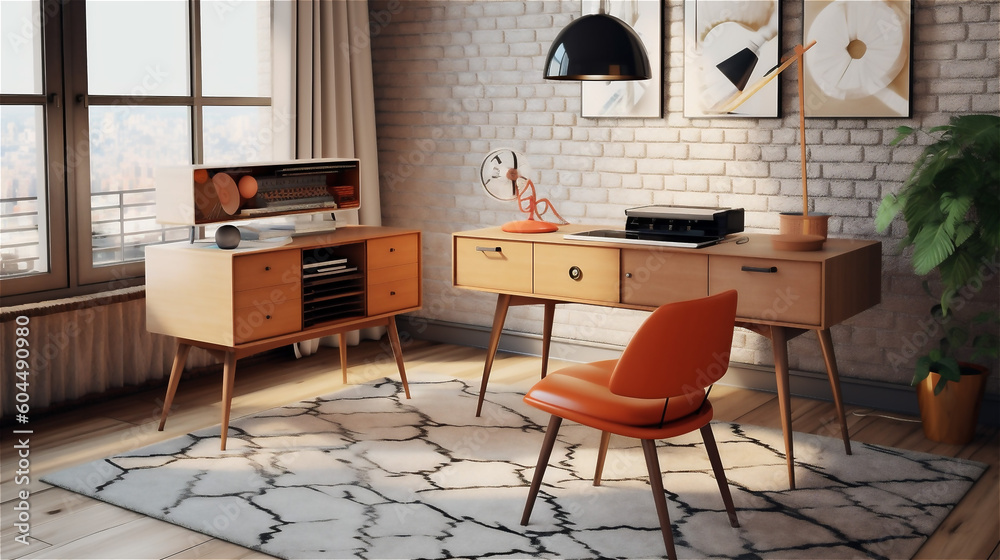 Generative AI, Timeless Work: A Mid-Century Modern Home Office Generative AI, Timeless Work: A Mid-Century Modern Home Office