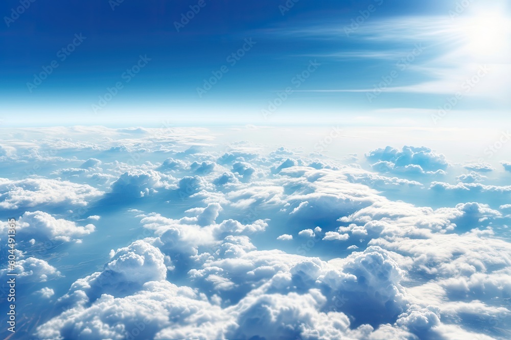 the aerial view of clouds and sky from a passenger plane window Generative AI the aerial view of clouds and sky from a passenger plane window Generative AI