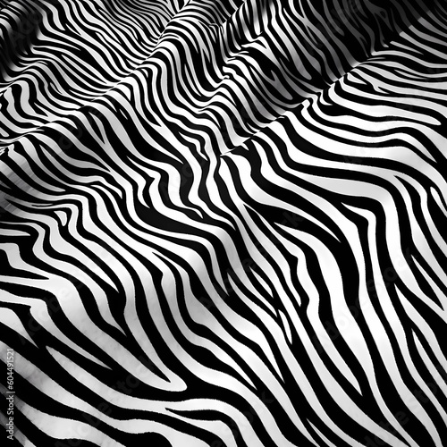 A zebra pattern of stripes in black and white