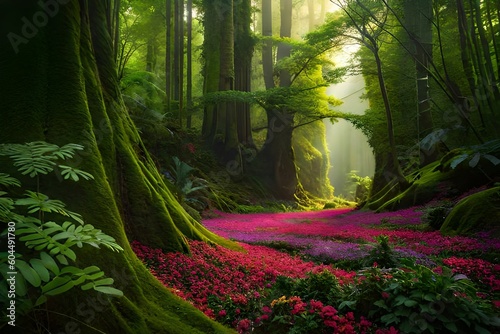 A mist-covered clearing in the haunted forest  where wisps of fog swirl around ancient tombstones. Dimly lit lanterns hover in the air  casting an ethereal glow on the supernatural surroundings