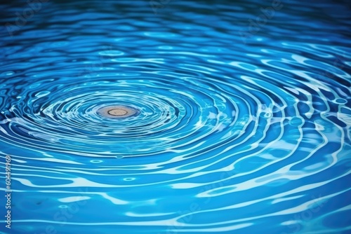 circular hole on a blue water surface with ripples Generative AI