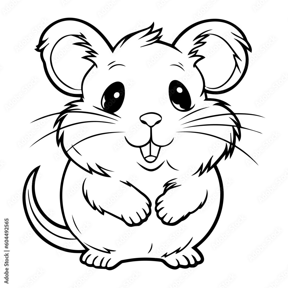 Fototapeta premium hamster, cartoon, vector, for coloring