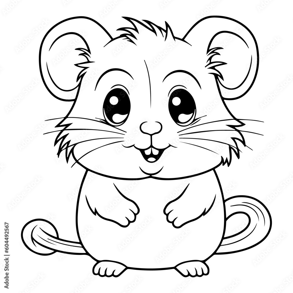 Fototapeta premium hamster, cartoon, vector, for coloring