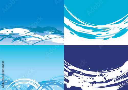 海 波 横長イラストポスター