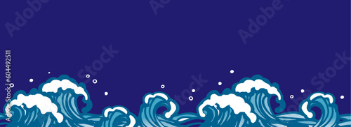海 波 横長イラスト