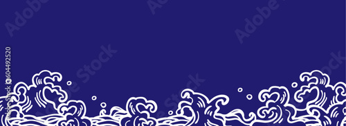 海 波 横長イラスト