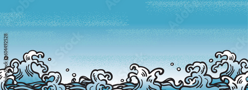 海 波 横長イラスト