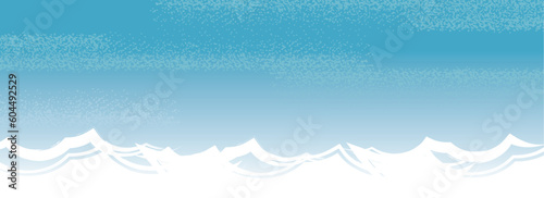 海 波 横長イラスト