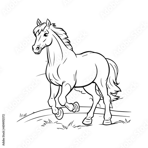 horse, cartoon, vector, for coloring