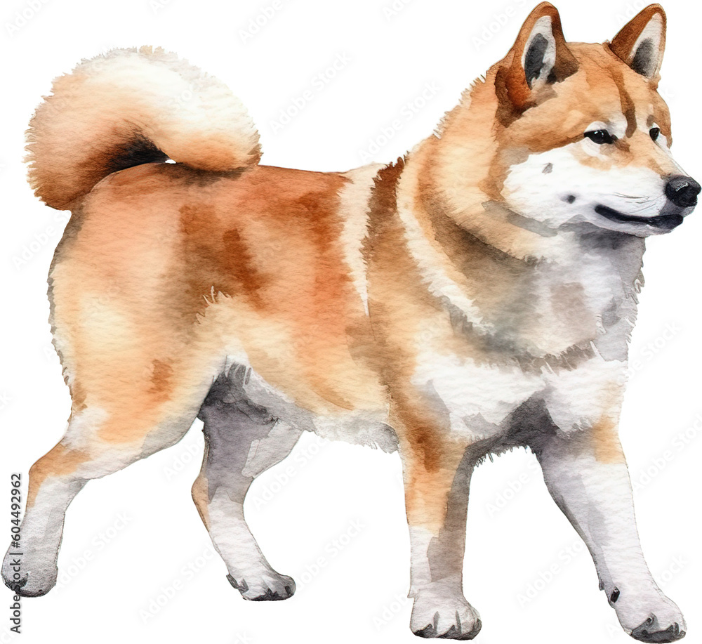 a shiba dog. Hand drawn watercolor illustration on white background
a shiba dog. Hand drawn watercolor illustration on white background