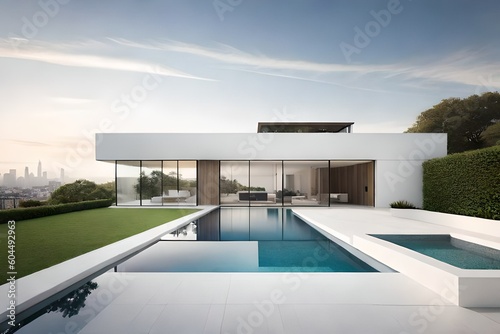 A contemporary home with a glass facade and a stunning view © Being Imaginative
