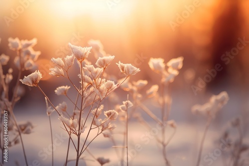 Blurred winter background with warm lights, created with Generative AI technology © mafizul_islam