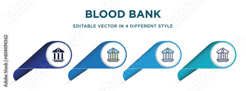 blood bank icon in 4 different styles such as filled, color, glyph, colorful, lineal color. set of vector for web, mobile, ui