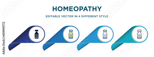 homeopathy icon in 4 different styles such as filled, color, glyph, colorful, lineal color. set of vector for web, mobile, ui