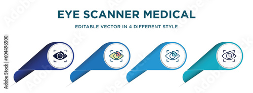 eye scanner medical icon in 4 different styles such as filled, color, glyph, colorful, lineal color. set of vector for web, mobile, ui