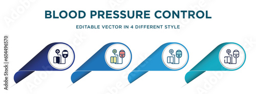 blood pressure control tool icon in 4 different styles such as filled, color, glyph, colorful, lineal color. set of vector for web, mobile, ui