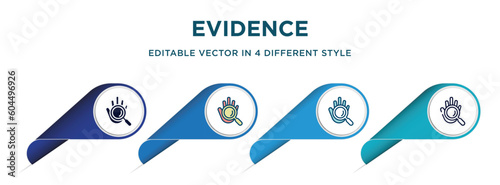 evidence icon in 4 different styles such as filled, color, glyph, colorful, lineal color. set of vector for web, mobile, ui