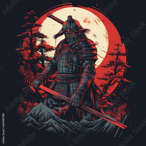 samurai in the woods generated by ai, upscaled