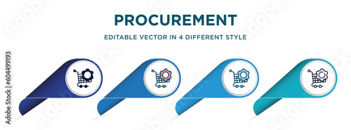 procurement icon in 4 different styles such as filled, color, glyph, colorful, lineal color. set of vector for web, mobile, ui