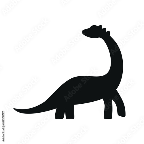Flat vector silhouette illustration of brachiosaurus dinosaur