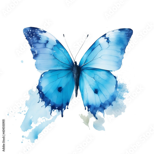 blue butterfly on white background © TEERA