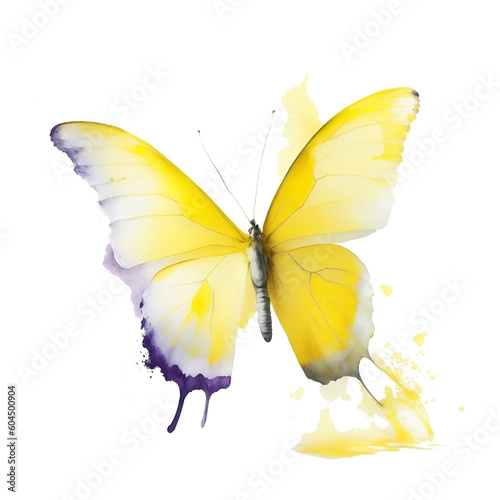 yellow butterfly on white background