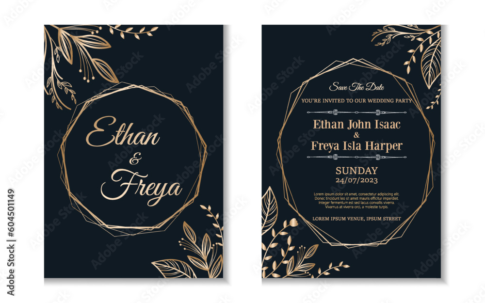 Gradient golden luxury wedding invitation template Gradient golden luxury wedding invitation template